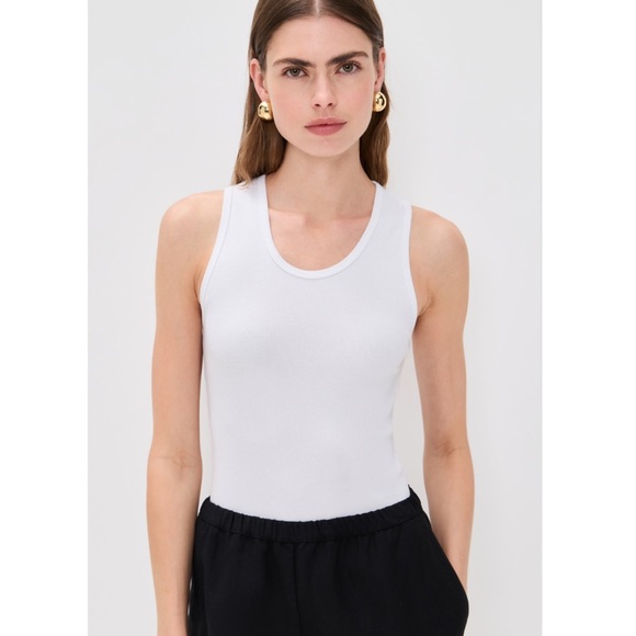 Enza Costa cotton rib scoop tank - Picture 1 of 5